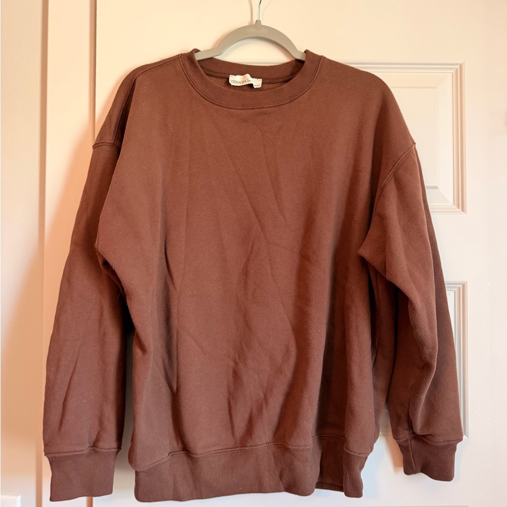 Zenana chocolate brown sweatshirt. Large.